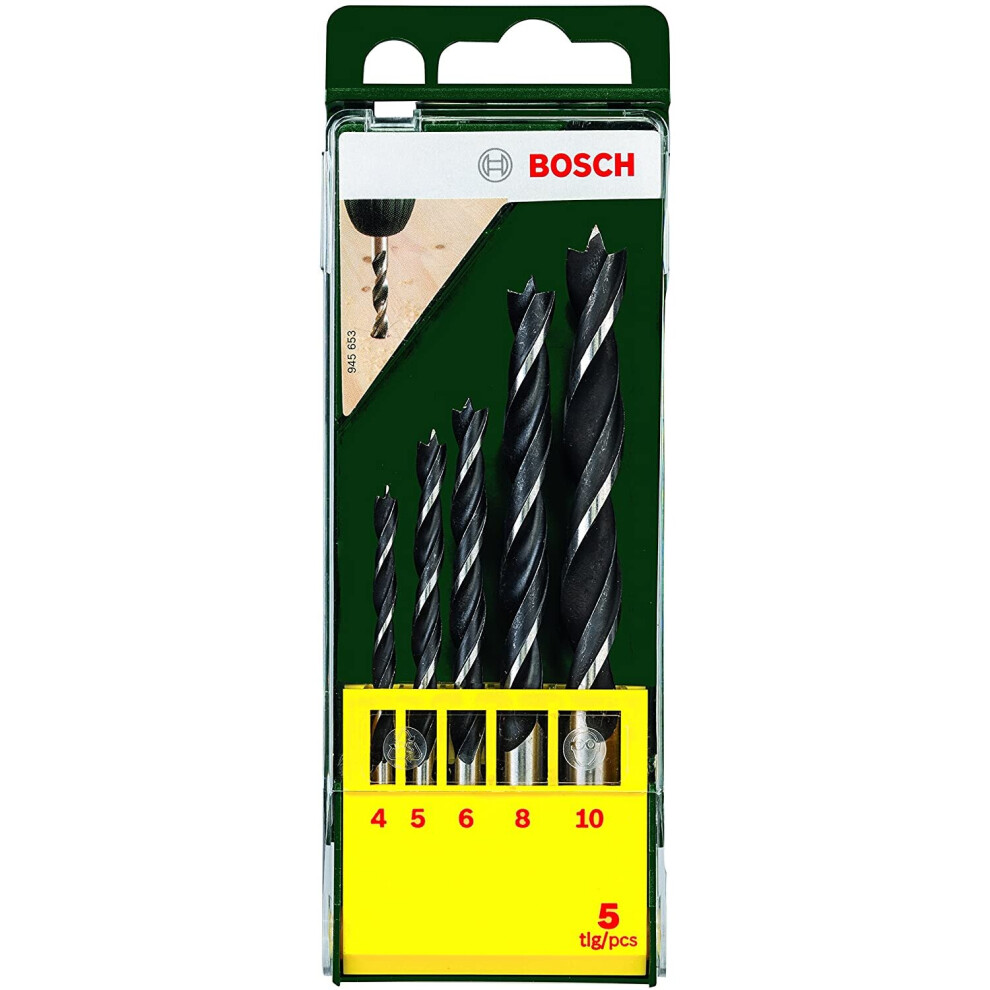 Bosch Home and Garden 2607019440 5-Piece Wood Drill bit Set, Black/Silver