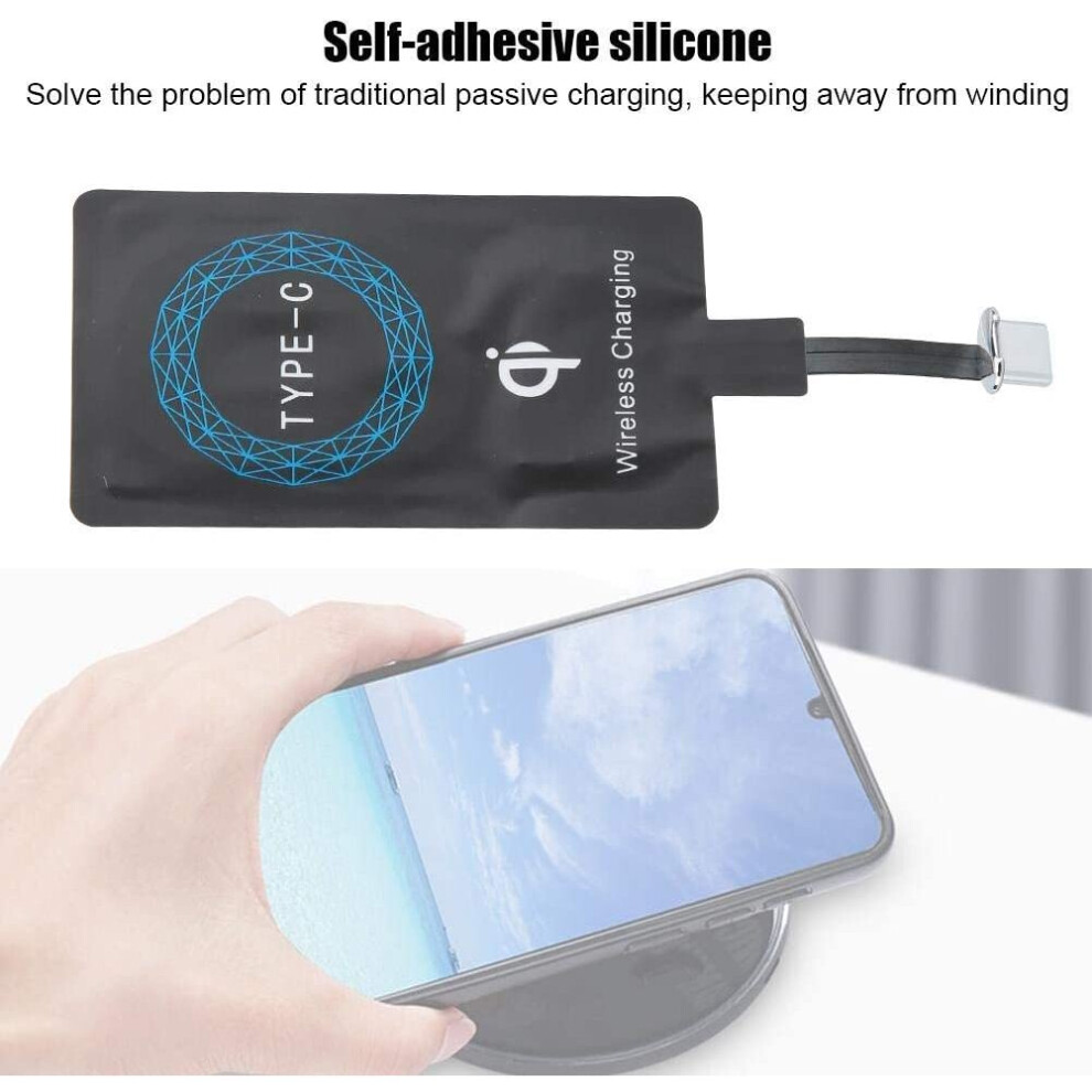 Ashata 2Pcs Type-C Qi Wireless Charger Charging Receiver Self-Adhesive Sticker Charging Receiver For Mobile Phone 738584576399