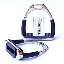 Amidale Flexi Safety Stirrups Horse Riding Bendy Irons Stainless Steel Black Treads 4.75 Inches