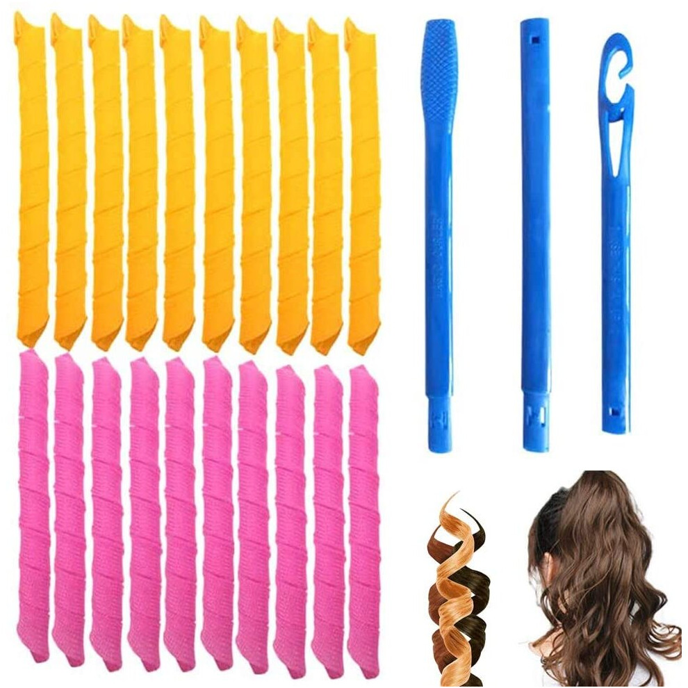 Seully 20 Pcs Wave Hair Rollers,Plastic Curling Tools,Hair Curlers Spiral Curls Styling Kit,Diy Hair Rollers Curl Spiral Ringlets Rollers With Styling Hook