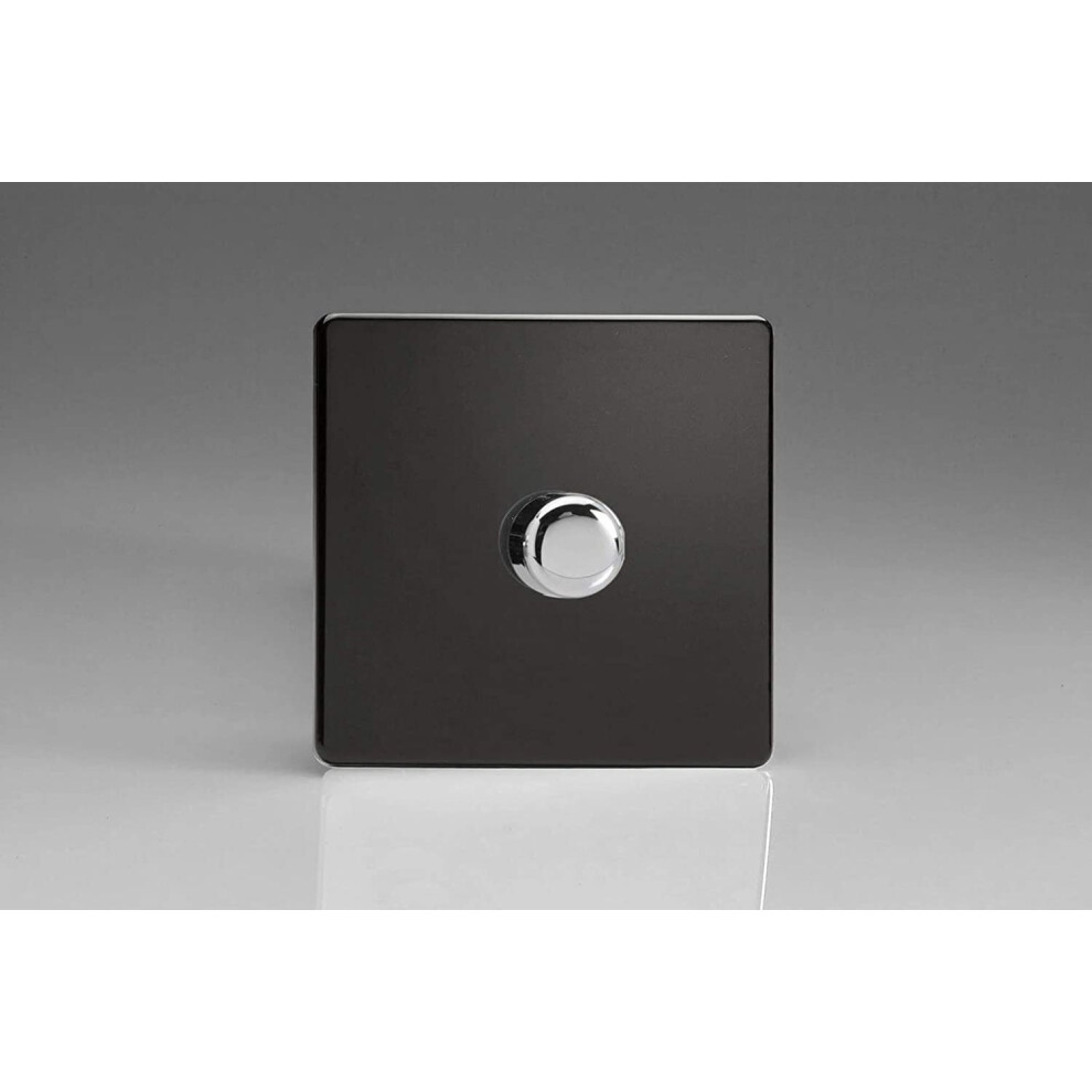 Varilight Screwless Plastic Jet Black 1 Gang Led Trailing Edge Dimmer Switch 1 Or 2 Way 5021575056068