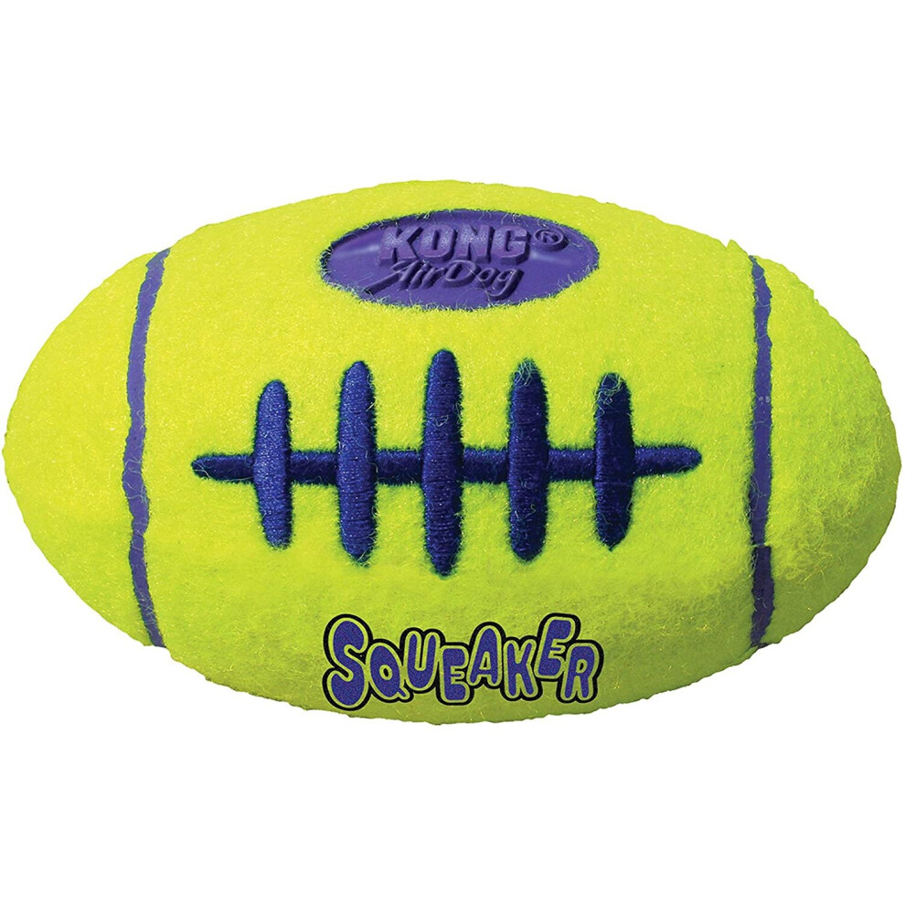 KONG - AirDog Squeaker Football - Squeaky Bounce and Fetch Toy, Tennis Ball Material - For Large Dogs