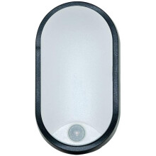 Luceco EBEO10P40-01 Eco Oval Bulkhead LED Lighting with PIR Motion Sensor, Black and White Bezel, 22 cm, 10 Watts