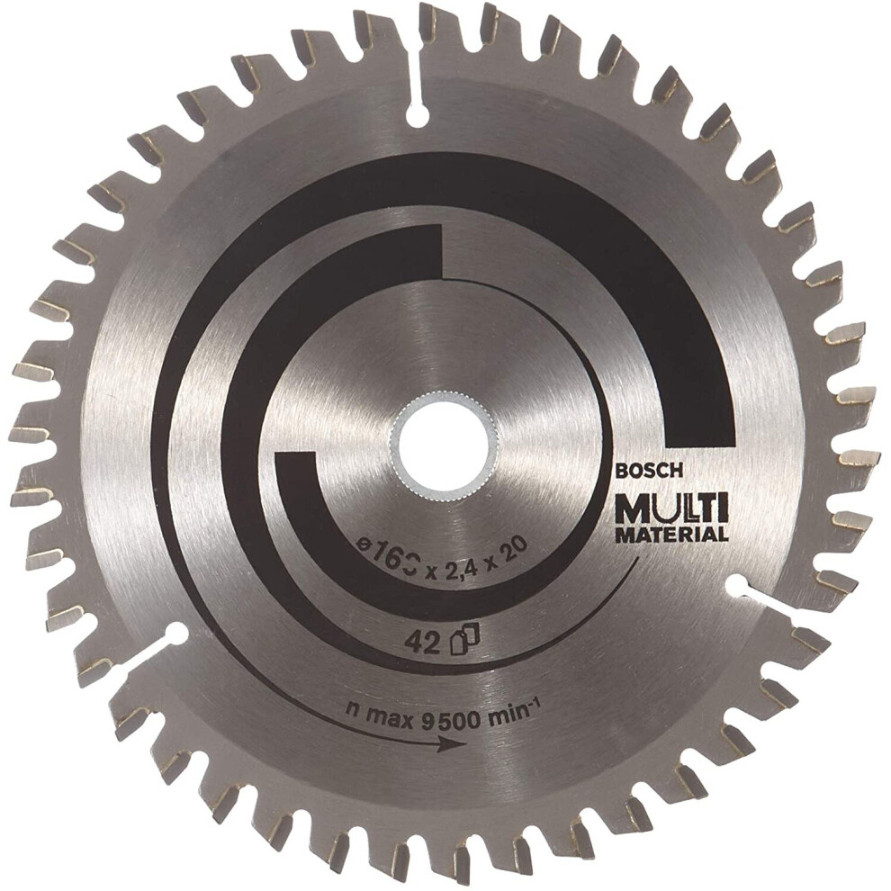 Bosch 2608640503 Multi Material Circular Saw Blade, 160Mm X 2.4Mm X 20Mm, 42 Teeth, Silver