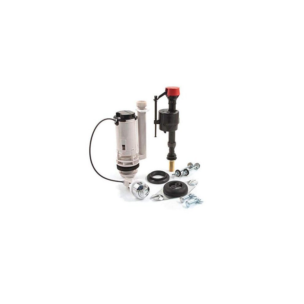 Fluidmaster Procp002 - Fully Height Adjustable & Flush Valve With Chrome Botton - Universal Cistern Pack - Fixings Included 5060157590927