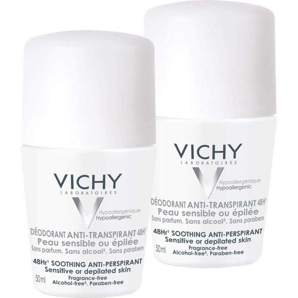 Vichy Deodorant Roll-On Sensitive Anti-Translucent 48h Double Pack of 2 x 50 ml