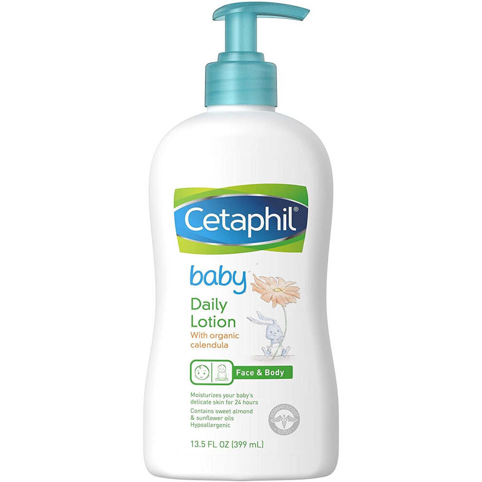 Cetaphil Baby Daily Lotion with Organic Calendula, Sweet Almond Oil and Sunflower Oil, 13.5 Ounce