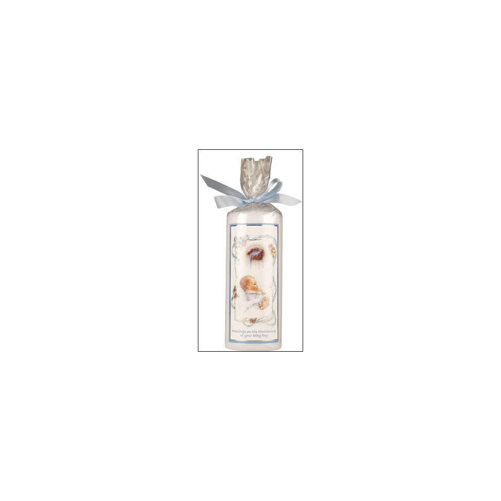 Loving Jesus Christening Baptism Baby Boy Candle 6" Gift Wrapped