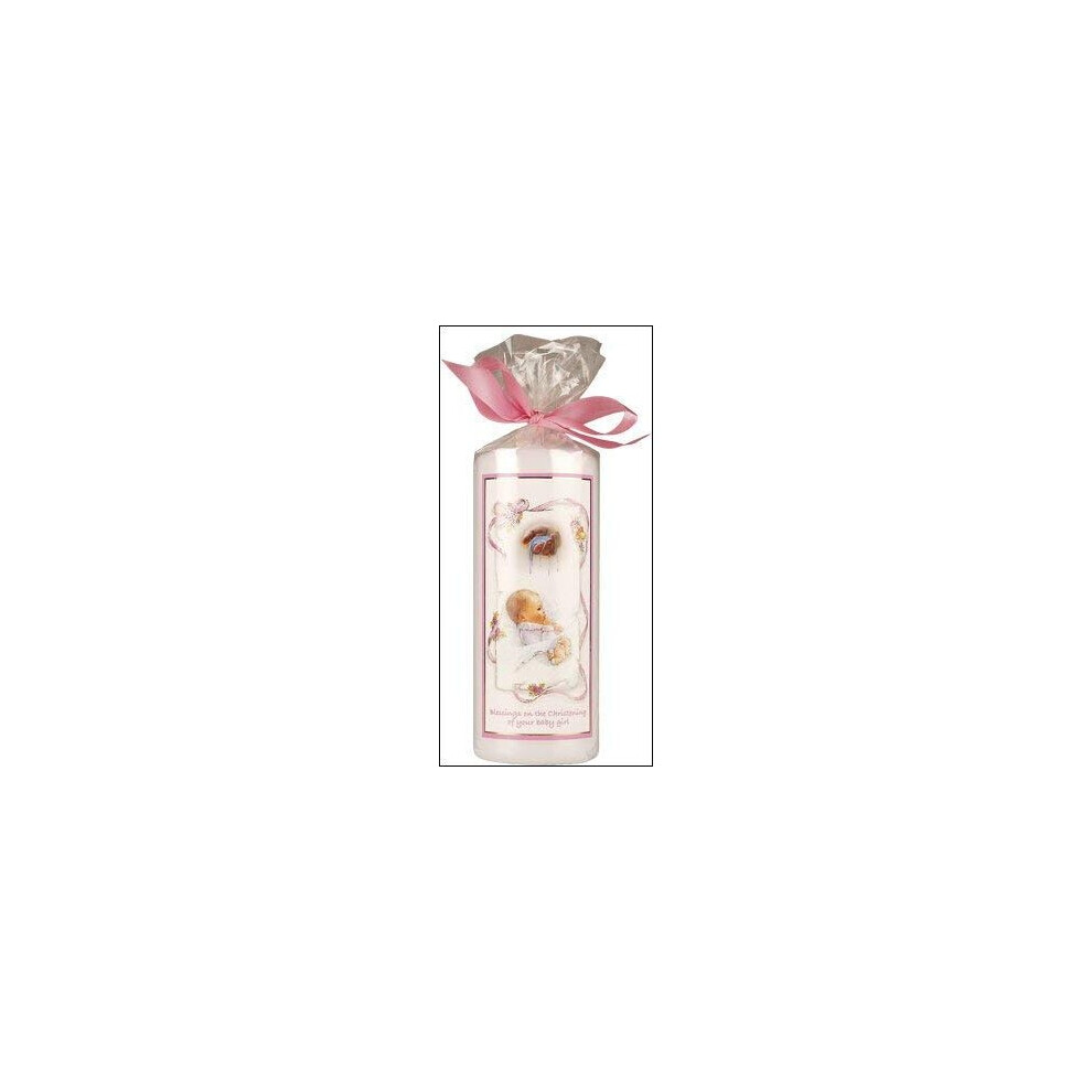 Loving Jesus Christening Baptism Baby Girl Candle 6" Gift Wrapped