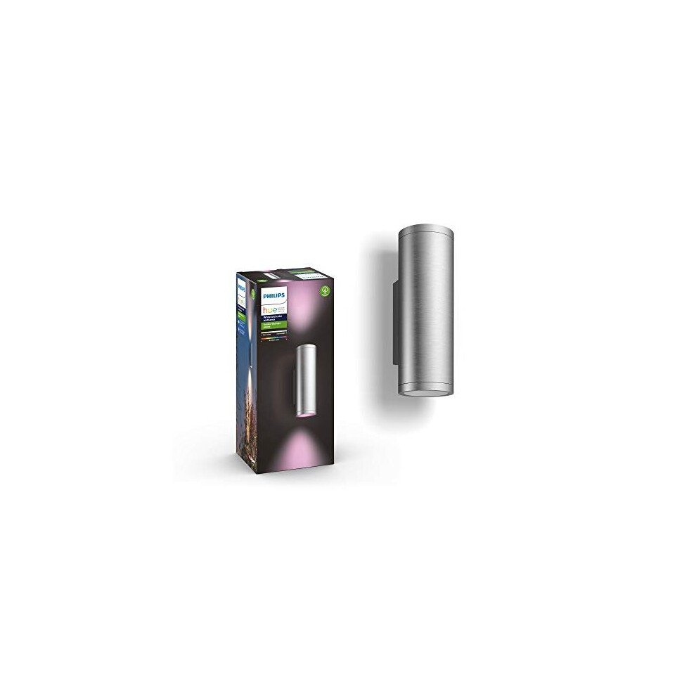 Philips Hue Appear Inox & Colour Ambiance Led Smart Outdoor Wall Compatible With Alexa, Google Assistant And Apple Homekit White/Light