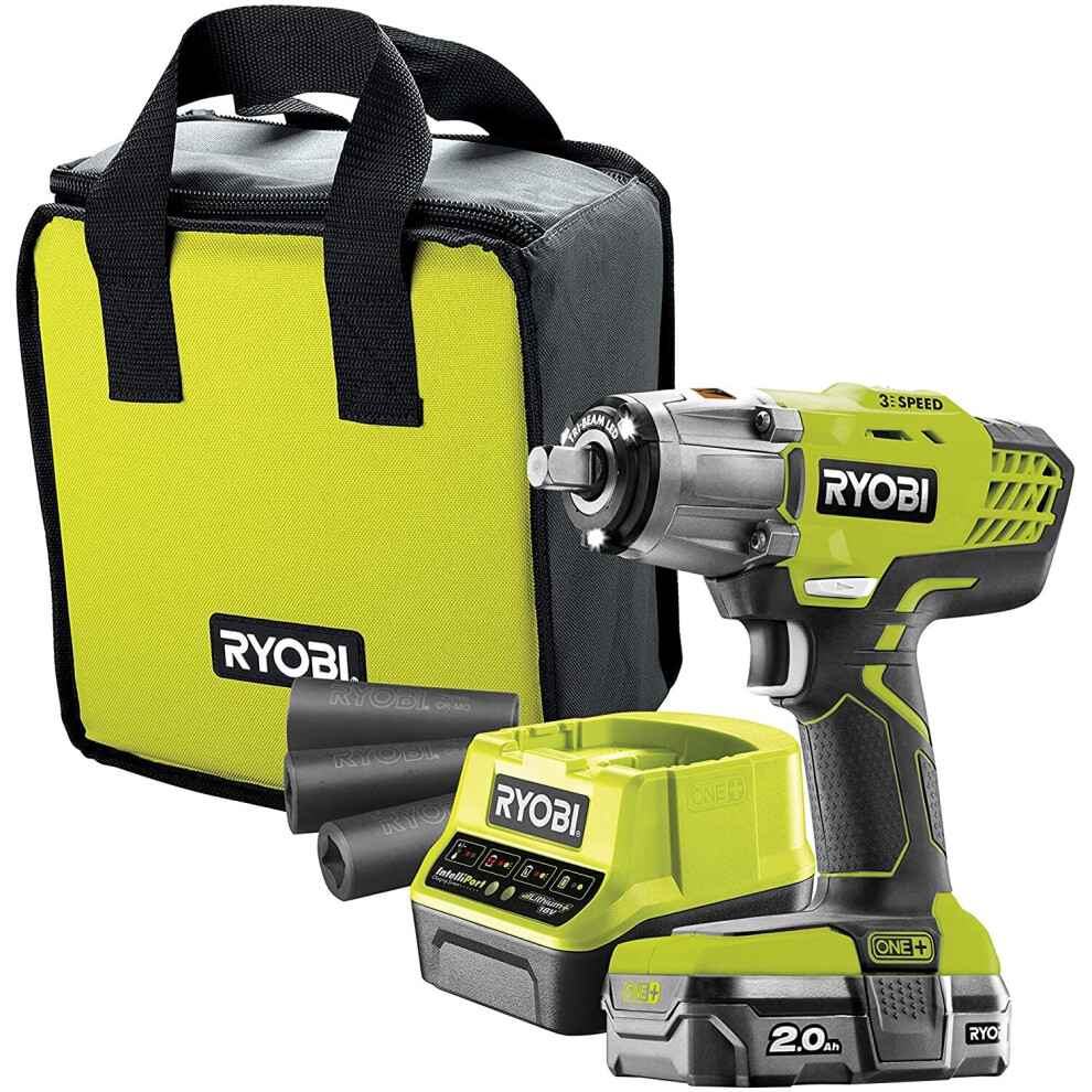 Ryobi R18IW3-120S 18V ONE+ Cordless 3 Speed Impact Wrench Starter Kit (1 x 2.0Ah)