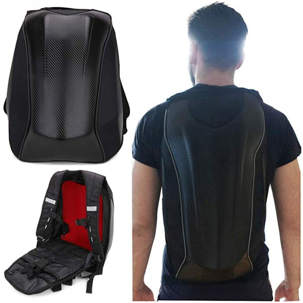 Motorcycle Backpack Waterproof Hard Shell Backpack - Carbon Fiber Motorbike Helmet Backpack Waterproof 30L Large Capacity - Riding Laptop Bag For 799862899869