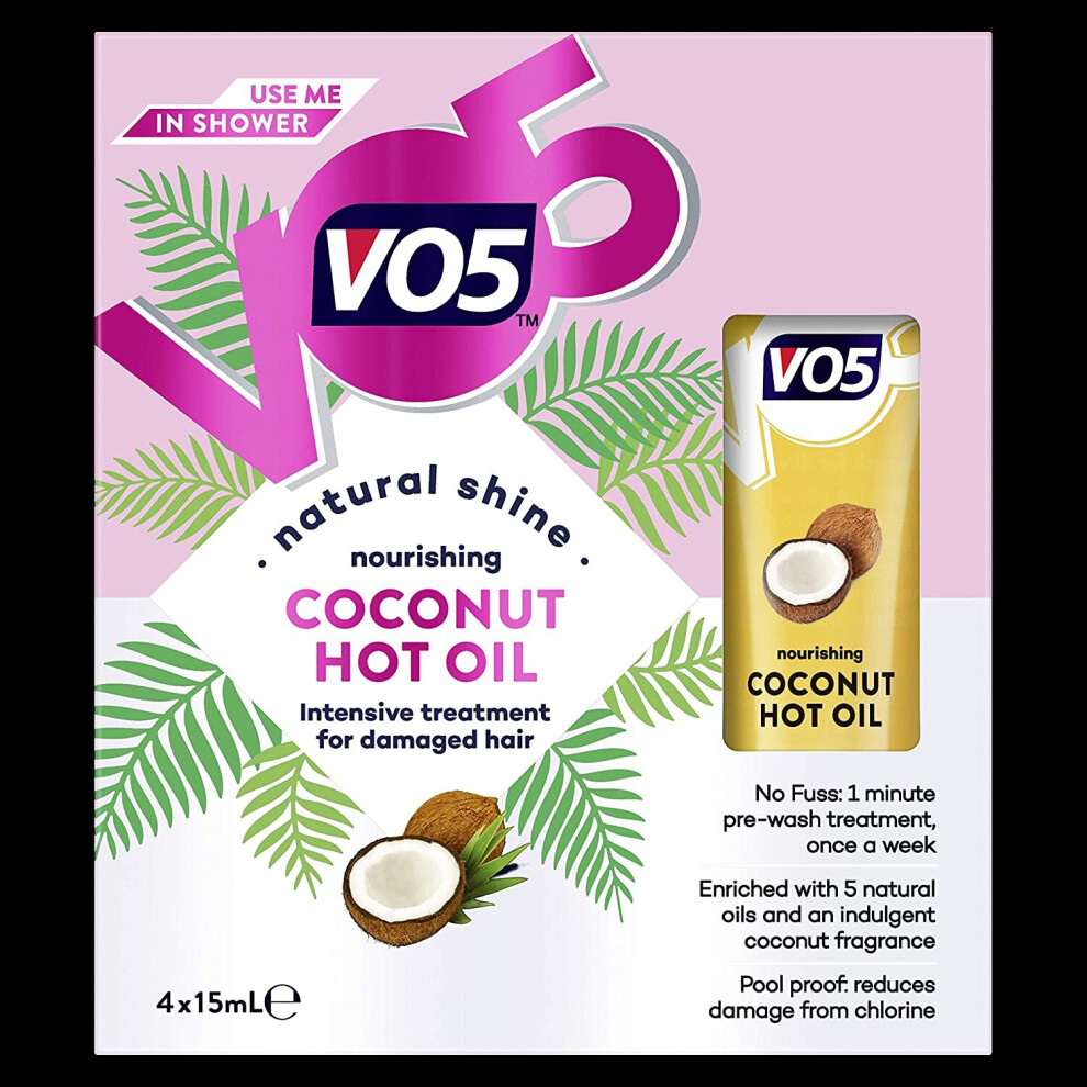 Vo5 Nourishing Coconut with 5 Natural Oils Hot Oil for Damaged Hair 1 pack of 4 x 15 ml