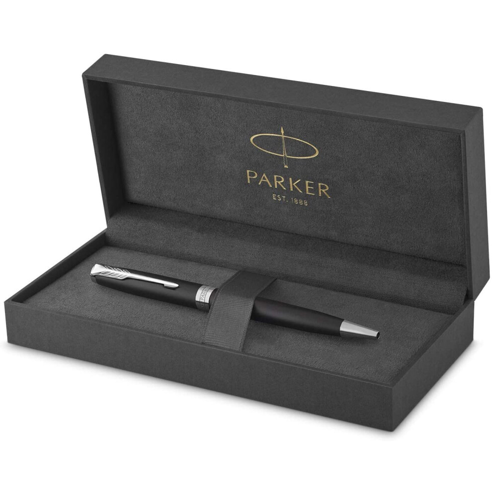 Parker Sonnet Ballpoint Pen | Matte Black Lacquer With Palladium Trim | Medium Point Black Ink | Gift Box
