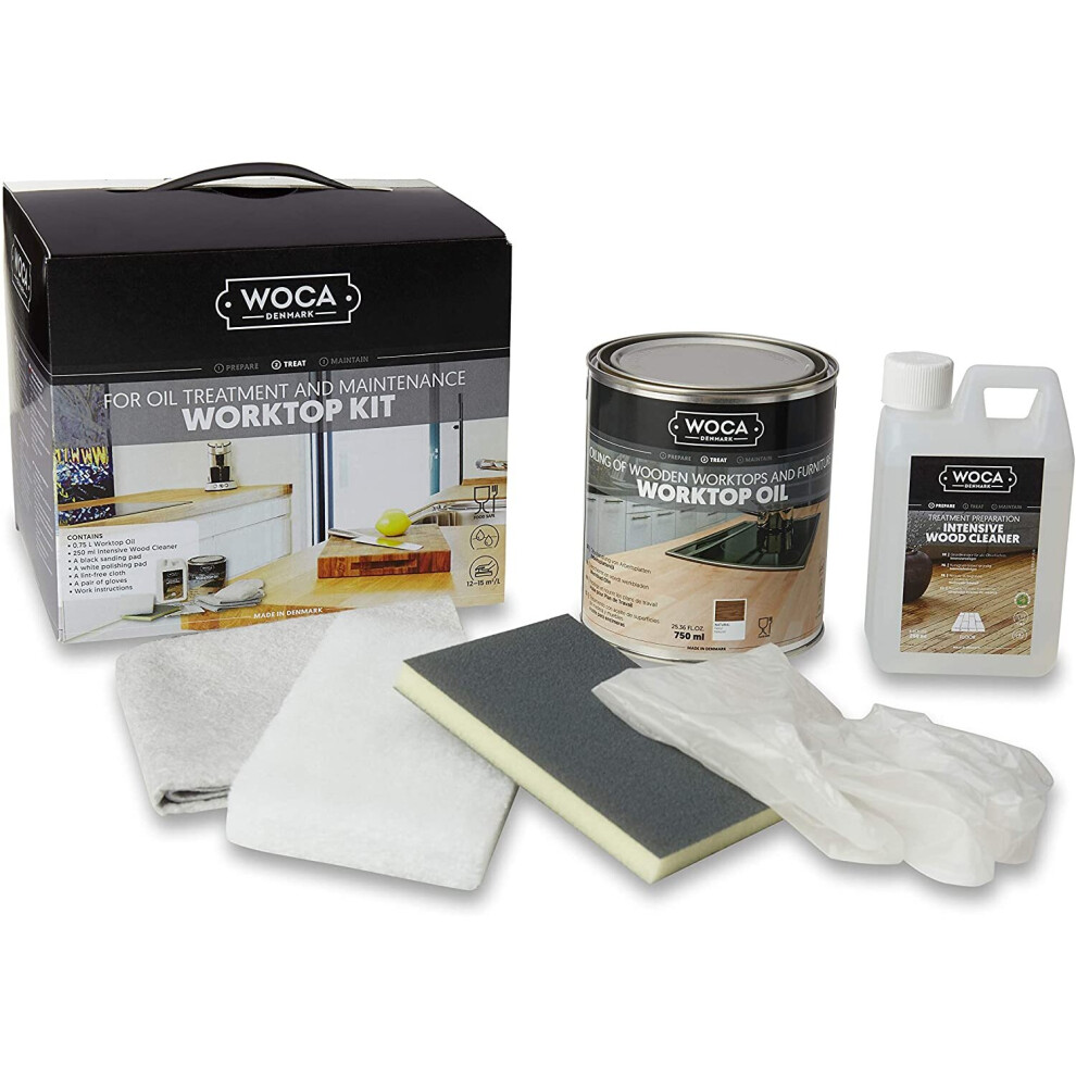 Woca Worktop Kit (Natural) Contains All You Need For The Entire Treatment Or Maintenance Of Table Or Furniture. The Oil Highlights The Wood's 5708055035644