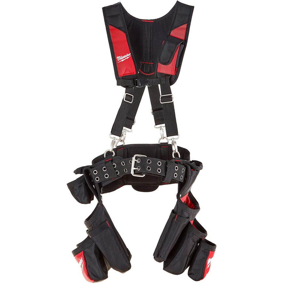 Milwaukee 48 22 8120 24 Pockets Contractors Work Belt with Suspension Rig - Red/Black 53" waists