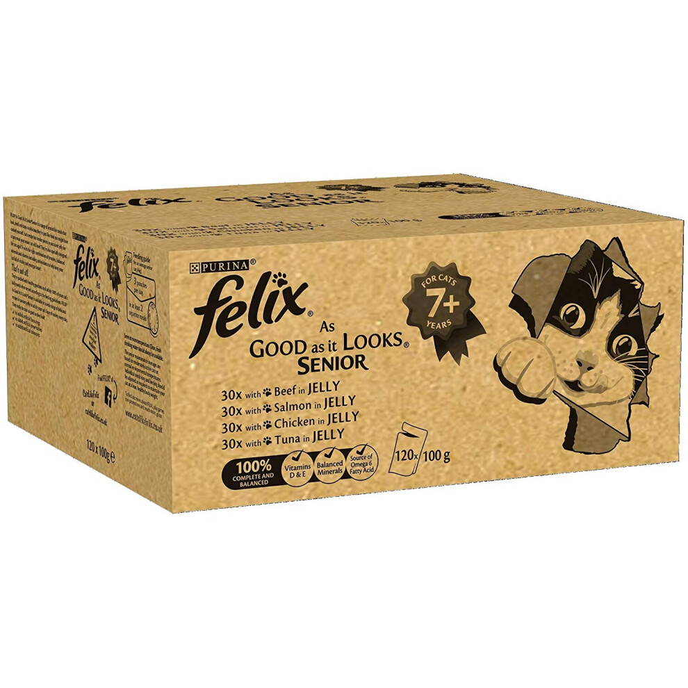 Felix As Good As It Looks Mixed Variety Senior Cat Food, 120 Pouches, 120 x 100 g