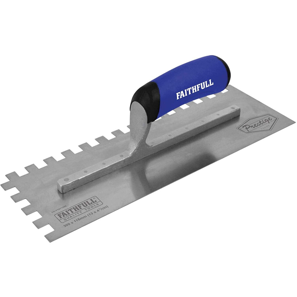 Faithfull FAIPTNT13SS Prestige Stainless Steel Notched (10 mm) Tiling Trowel 330 x 115 mm (13 Inch)
