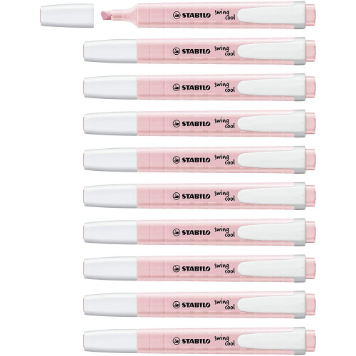 Highlighter - STABILO swing cool Pastel Box of 10 Pink Blush