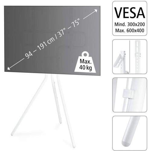 Hama TV-Ständer Staffelei-Design Weiß bis 75" 1