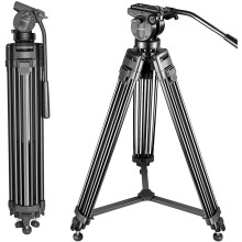 Neewer Professional 155cm Aluminum Alloy Video Camera Tripod with 360 Degree Fluid Drag Head,1/4 and 3/8 -inch Quick Shoe Plate and Bag,Load up to