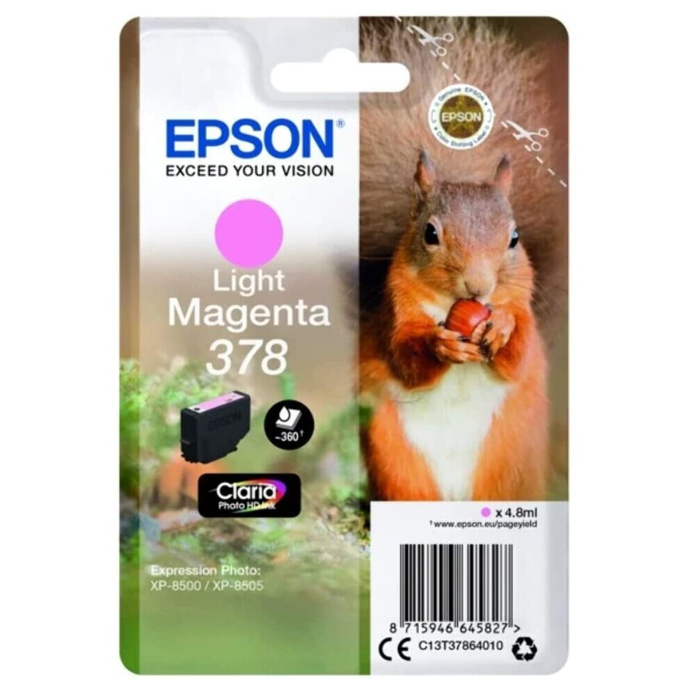 Epson 378 Light Magenta Squirrel Genuine, Claria Photo HD Ink Cartridge, Amazon Dash Replenishment Ready