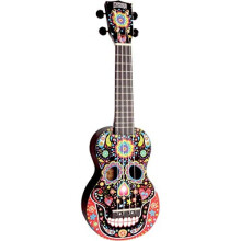 Mahalo Ukuleles Mahalo Art Series Ukulele H?jreh?ndet dag for den d?de kranium (sort) sopran (Ma1sk BK)