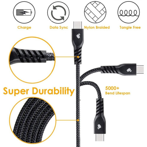 Techgear TECHGEAR STRONG High Durability Braided USB-C Charging & Data Sync Cable (3.3ft/1m) - for USB Type-C Devices Compatible with Apple iPad Pro 12.9" 2