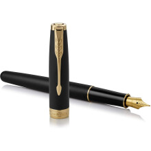Pluma - PARKER - Sonnet - Negro mate - Atributos dorados - Plumín medio