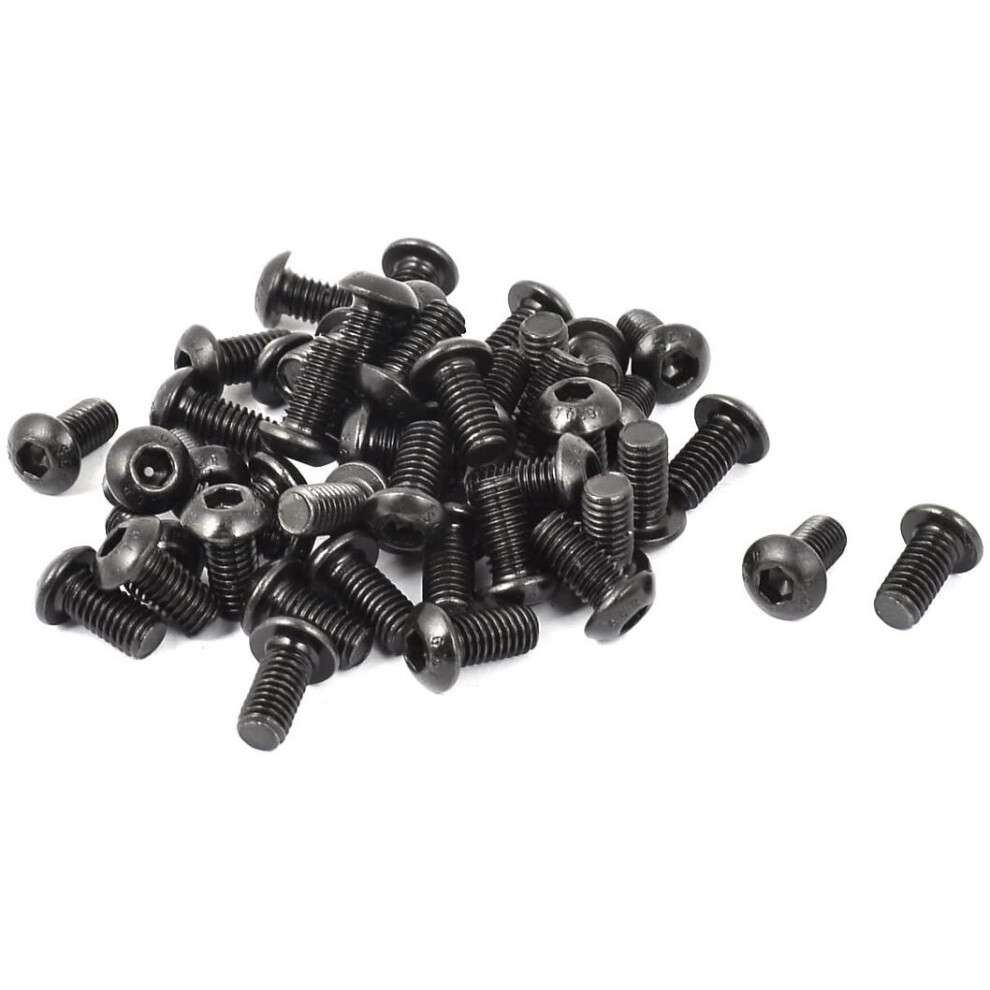 Sourcing Map M6x12mm Button Head Hex Socket Cap Screw Bolt Black 50Pcs 602451214274