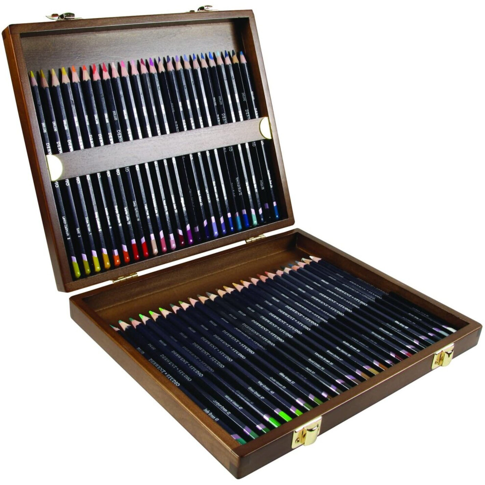 Derwent Studio Colouring Pencils, Drawing & Colouring, Set Of 48 In A Wooden Gift Box, Ideal For Illustrating & Detailing, Professional Quality,