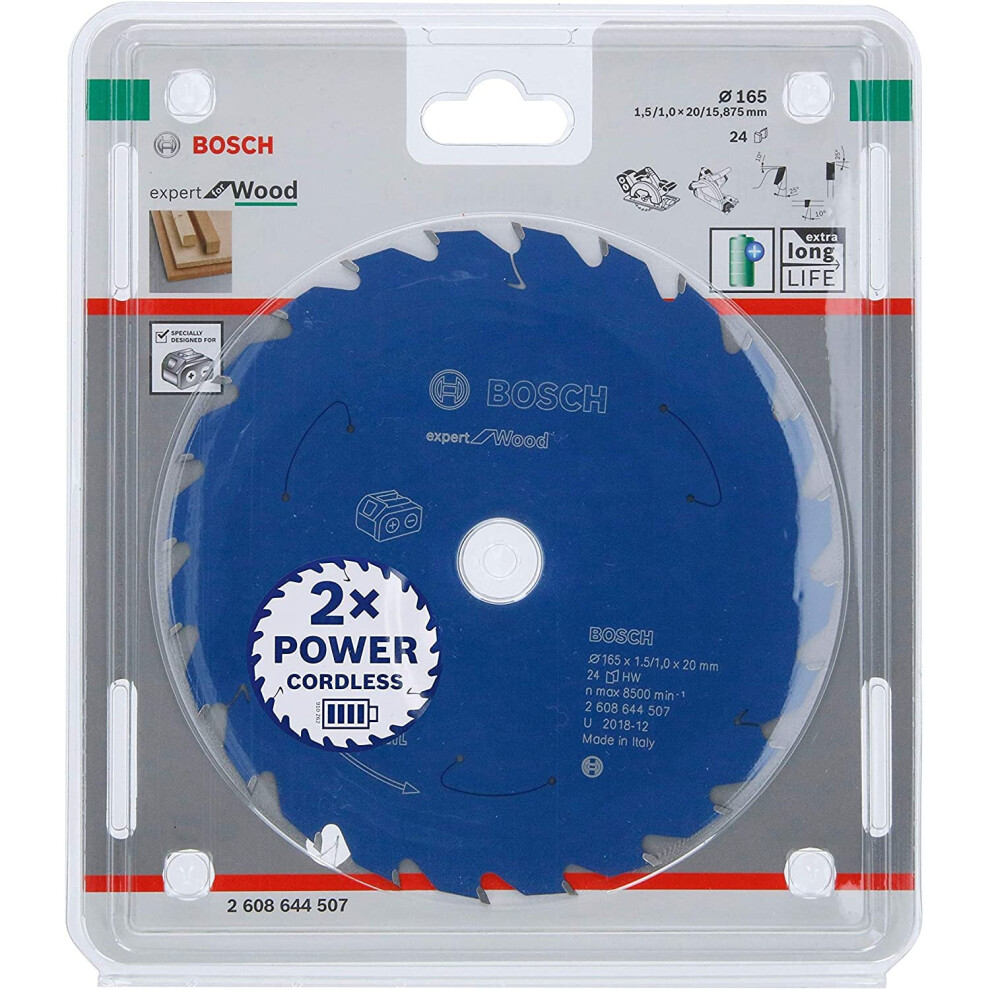 Bosch Professional Circular Saw Blade Expert For Wood (Wood, 165 X 20 X 1.5 mm, 24 Teeth, Accessory Cordless Circular Saw)