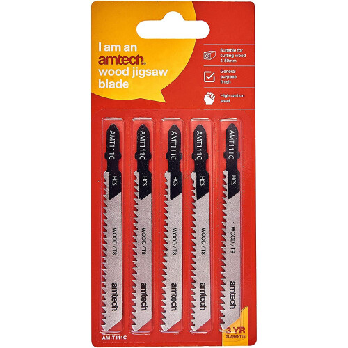 Amtech M1600 Wood Jigsaw Blade Set, 5-Piece 2