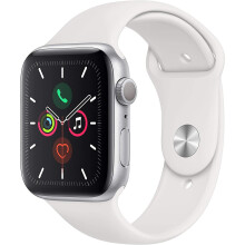 Apple Watch Series 5 44mm (GPS) - Silver Aluminium Case with White Sport Band (Renewed) - Refurbished