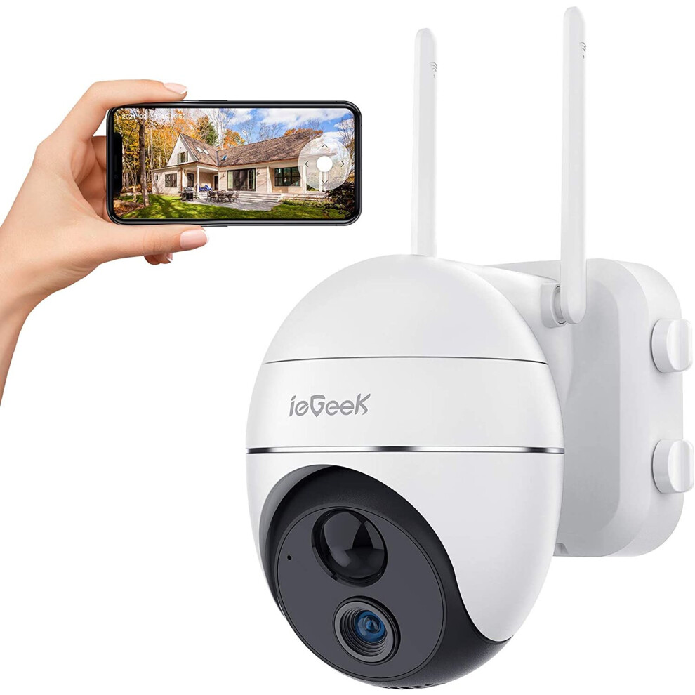 ieGeek 360° Wireless PTZ Security Camera Outdoor, 15000mAh Rechargeable Battery CCTV Camera with Pan 355° Tilt 120°, 1080P Wifi Home IP Camera, PIR