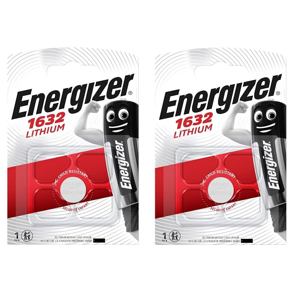 2 x Energizer CR1632 3V Lithium Batteries