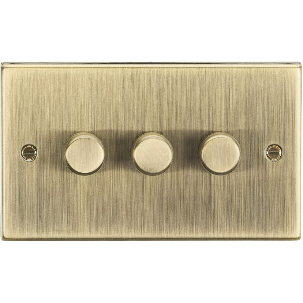 Knightsbridge Cs2183ab Square Edge Antique Brass 3G 2 Way Dimmer, 230 V 5055832975472