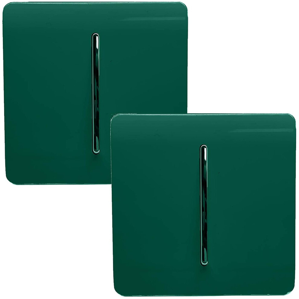 Trendi 1 Gang 2 Way Artistic Modern Glossy 10 Amp Rocker Tactile Light Switch Dark Green (2 Pack)