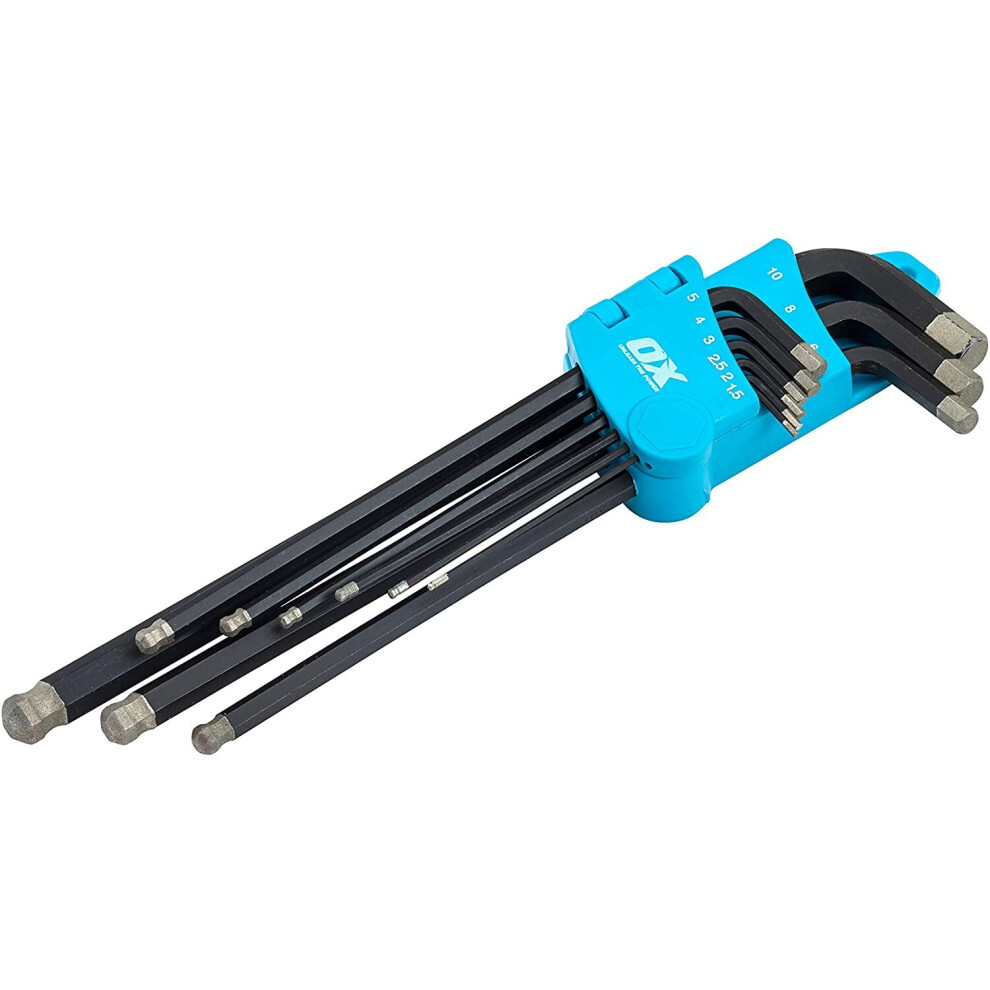 OX Tools OX-P322409 OX Pro Diamond Tipped Hex Key Set-9 Piece, Metric 1.5-10mm