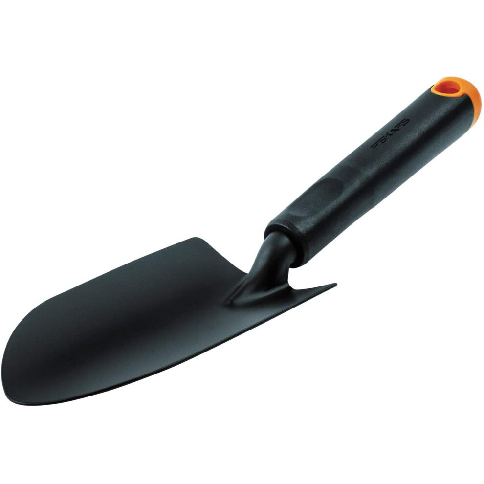 Fiskars Ergo Trowel, for Tough Soil, Length 30cm, Durable Steel Head/Plastic Handle, Black/Orange, 1027017