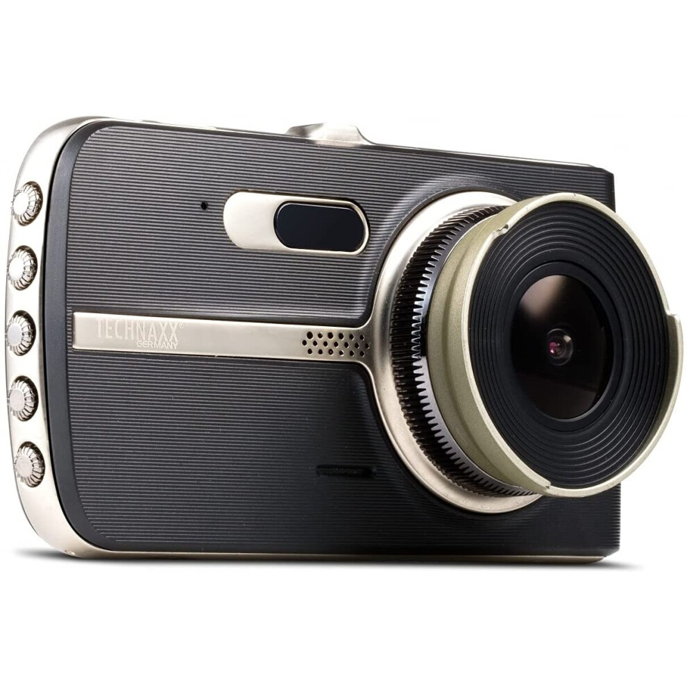 Technaxx Germany Fullhd Car Dashcam Recorder Wide Angle Speed Sign Recognition Front Collision And Lane Departure Warnings G-Sensor Vehicle Monitoring 4260358124742