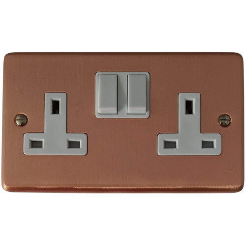 Rose Gold Double Socket (White Switch) - CRG10W