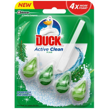 Duck Active Clean Toilet Rimblock, Foaming Toilet Bowl Cleaner, Pine, Pack of 1