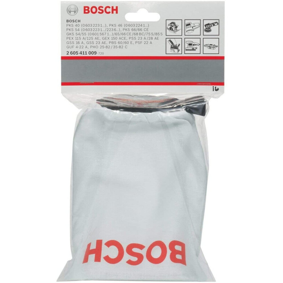 Bosch 2605411009 Dust Bag for Random Orbit, Belt, Orbital Sanders, Handheld Circular Saws, Grey