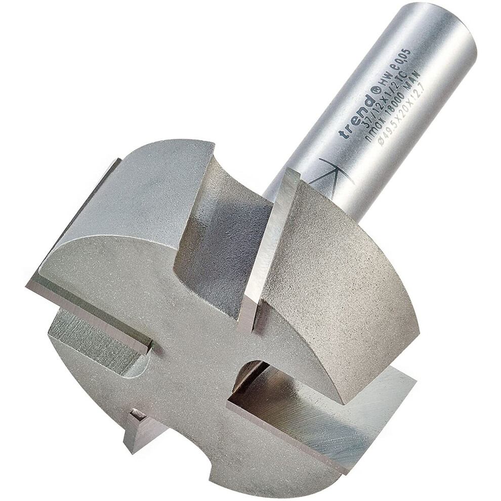 Trend 37/12X1/2TC Professional 90° 1/2" Shank Single Flute Trimmer Bit-37/12X1/2TC-Diameter 25mm Cutting Length 12mm Router Cutter Bit Tungsten