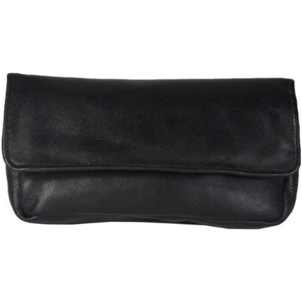 Soft Black Nappa Leather Tobacco Rubberised Pouch