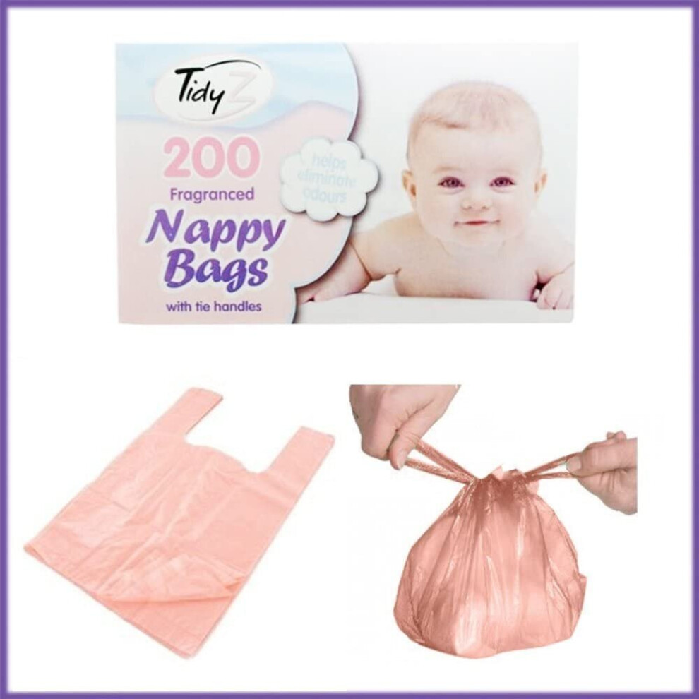 Box 200 Disposable Baby Perfumed Fragranced Hygenic Nappy Bags Sacks Tie Handle Guaranteed4less
