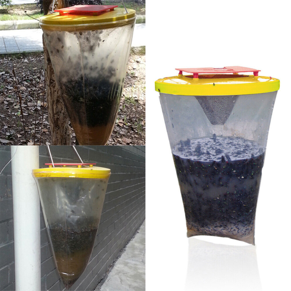 2X Fly Bag Trap Red Top Catcher Kills 20,000 Flies, Insect Pests