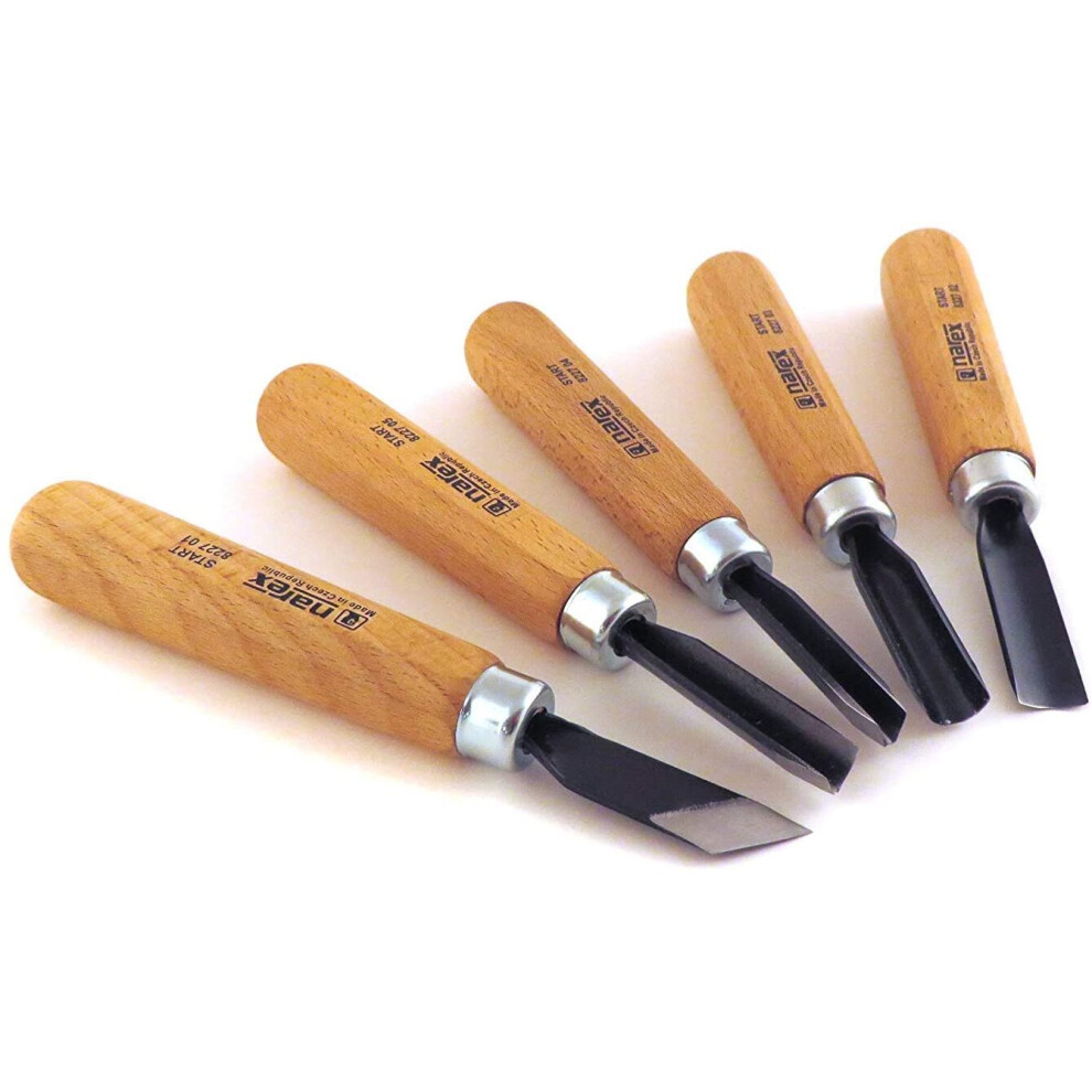 Narex Starter Wood Carving Chisel Set With Block Of Wood, 5 Pcs