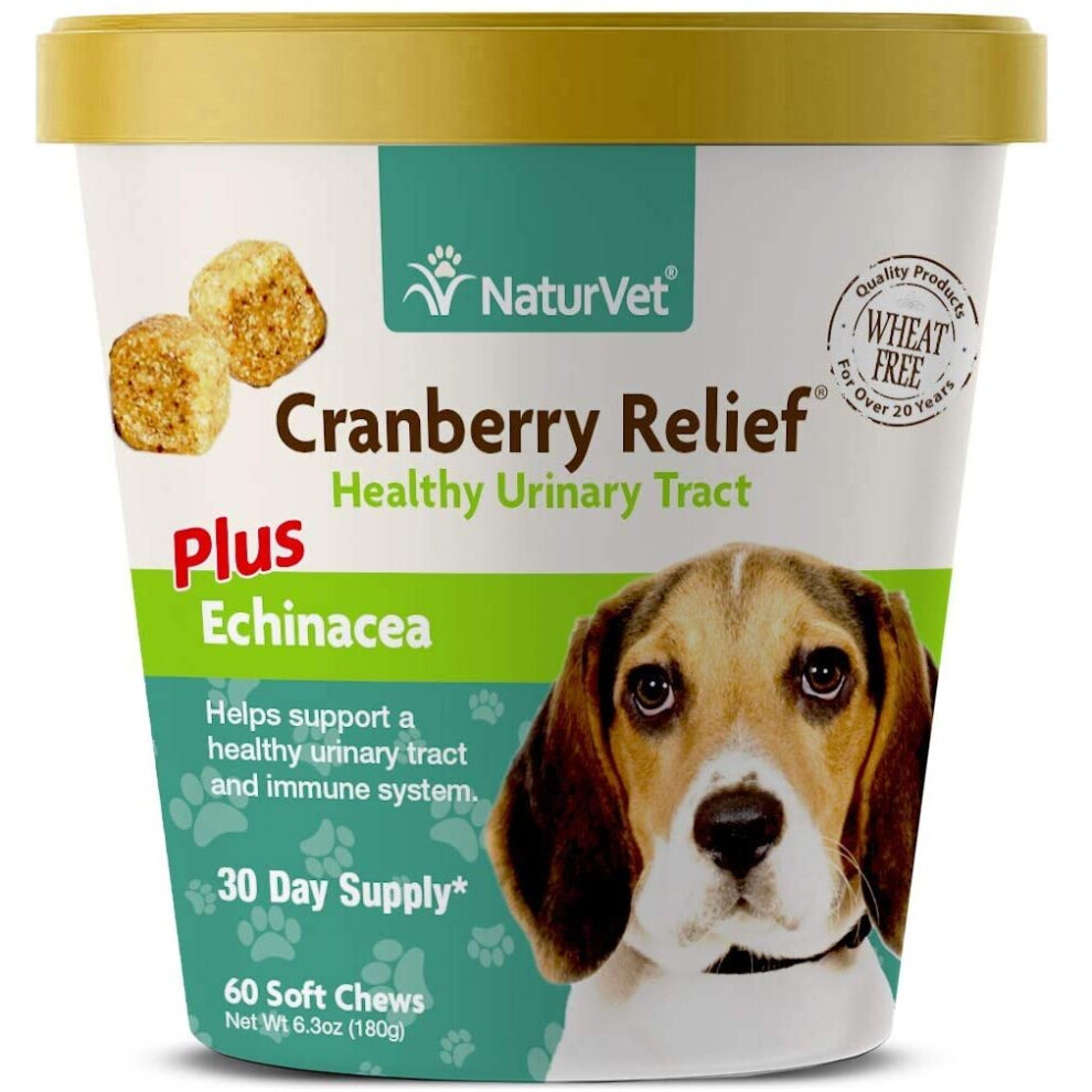 NaturVet CRANBERRY RELIEF + Echinacea Soft Chew Dogs Urinary Tract (CUP) - 60 ct